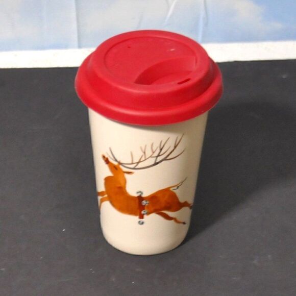 Longaberger Reindeer Travel Cup - Picture 1 of 6